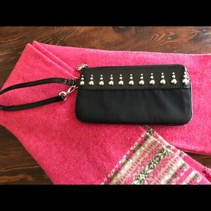 Brighton Black Patent Leather & Nylon Wristlet